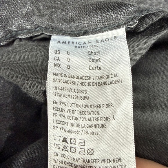 American Eagle Super High Rise Baggy Wide Leg Cargo Jeans Women 0 Short Black - Picture 4 of 15